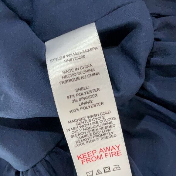 Jason Wu Navy Blue Satin Ruffled Peplum Button Pullover Blouse Size Small - Picture 8 of 9